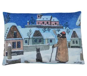 MORAVSKÁ ÚSTREDŇA Vankúš Josef Lada Polnoc / 45 x 30 cm / mikrovelúr