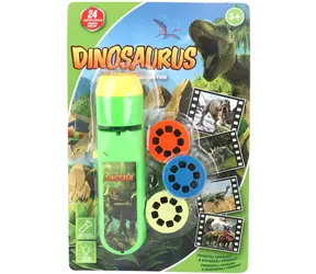 Svietidlo s projektorom Dinosaury 2v1 / Detské svietidlo / 24 obrázkov / na batérie 2x AA