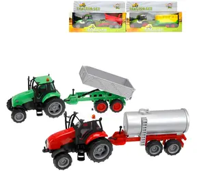 KIDS GLOBE Traktor s vlečkou / Na batérie / Svetlo a zvuk / Kov, plast / 25 cm