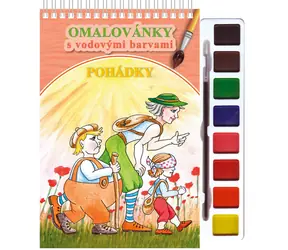 AKIM Omaľovánky s vodovými farbami a štetcom Rozprávky / 12 perokresieb / Twin wire / od 3 rokov