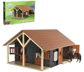 KIDS GLOBE Drevená stavebnica Stajňa pre kone s 2 boxmi / Mierka 1:24 / od 3 rokov