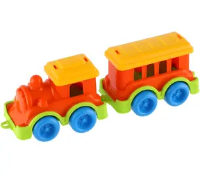 Vláčik farebný mini s vagónikom 10 cm / Hračka / lokomotíva + vagónik / plast / od 3 rokov