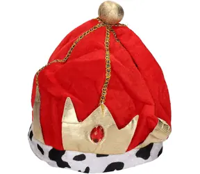 Wiky Koruna kráľovská červená / Karnevalový doplnok / Textil, plast / 28 cm
