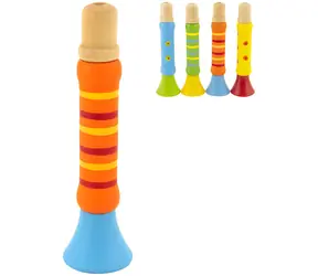 TEDDIES Drevená píšťalka trúbka / Píšťalka / drevo / 12 cm / 4 farby / 18m +