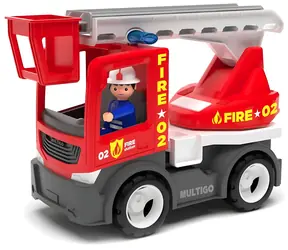 EFKO Hasičský set Igráček MultiGO FIRE / Auto s cisternou, rebríkom a figúrkou / od 3 rokov