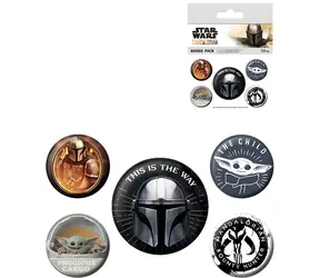 Star Wars Mandalorian odznaky okrúhle / Placky / Plast / 5 ks / od 6 rokov