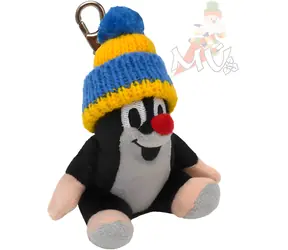 MORAVSKÁ ÚSTREDŇA Krtko s karabínou sediaci modrý čiapka / Plyšová kľúčenka / 9 cm / voľne / od 3 rokov