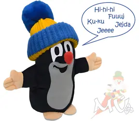 MORAVSKÁ ÚSTREDŇA Maňuška Krtko hovoriaci modrý čiapka / 25 cm / od 3 rokov