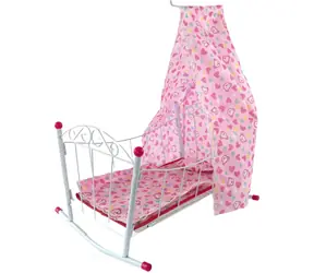 MAC TOYS Postieľka s nebesami pre bábiky / Pre bábiky do 38 cm / kov, plast, textil / od 3 rokov