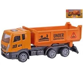 Auto stavebný spätný chod oranžové 12 cm / Hračka / 2 druhy: sklápačka, domiešavač / Kov a plast / od 3 rokov