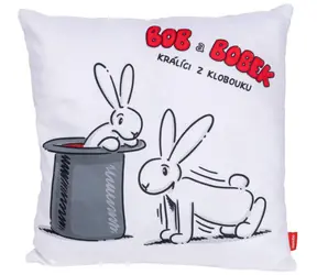 MORAVSKÁ ÚSTREDŇA Vankúš Bob a Bobek Cvičiť bielo-sivý / 30x30 cm / 100% polyester / od narodenia
