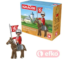 IGRÁČIK Herná sada Karol IV. Karlštejn / Figúrka s koňom a doplnkami / 8 cm / od 3 rokov