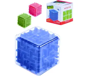 Hlavolam kocka guličkové bludisko / Hlavolam / 6 strán / 3 farby / 7 x 7 x 7 cm