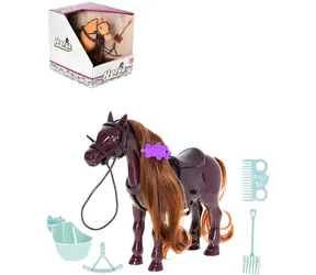 Kôň česací so sedlom a doplnkami / Herný set / Plast / 17 cm / 2 farby / od 3 rokov