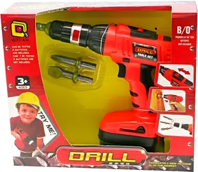 Orion Aku vŕtačka detská červená / Hračka / Plast / 21 cm / 2 náhradné vrtáky / od 3 rokov