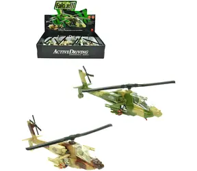 Kovová vojenská helikoptéra so svetlom a zvukom / 20 cm / Voľný chod / 2 farby / od 3 rokov