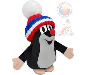 MORAVSKÁ ÚSTREDŇA Plyšový hovoriaci Krtko trikolóra červený čiapka / 20 cm / na batérie / od 0 mesiacov