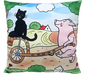 MORAVSKÁ ÚSTREDŇA Vankúš Kocúr Mikeš traktory / 30 x 30 cm / mikrovelúr / od narodenia