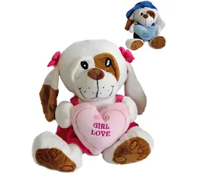 Psík v oblečku Love 25 cm / Hračka pre psov / Plyšová / so srdiečkom / 2 varianty