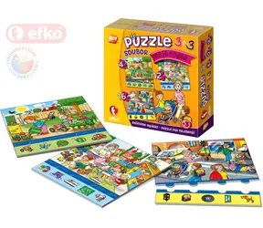 EFKO Puzzle Moja rodina 3v1 / 4, 12, 16 dielikov / 15,5 × 15,5 cm / od 3 rokov