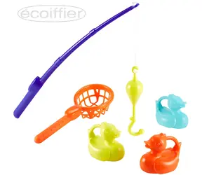 ECOIFFIER Rybolov s kačičkami Beach / Hračka do vody / Prút 50 cm s podberákom / Plast / od 18 mesiacov
