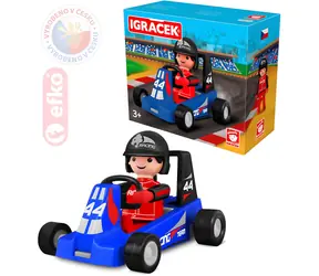 EFKO Igráček Pretekár s motokárou modrá / Stavebnica / 7,5 cm / od 3 rokov