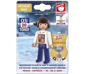 EFKO Igráček Fanynka MS v hokeji 2024 biely dres / Výška 7,5 cm / od 3 rokov