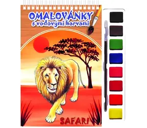 AKIM Omaľovánky Zvieratká Safari / S vodovými farbami a štetcom / od 3 rokov
