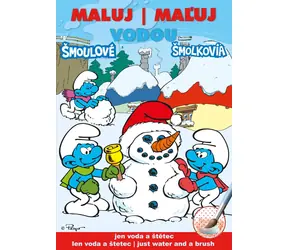AKIM Omaľovánka Šmolkovia zima / Maľuj vodou / A5 / 8 obrázkov na vykreslenie