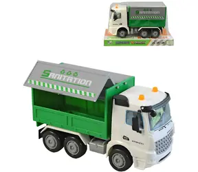 Smetiarske auto zeleno-biele 16 cm / Plast / Voľný chod