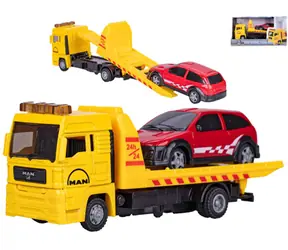 Odťahovka MAN s osobným autom na voľný chod / Herný set / kov / 19 cm / od 3 rokov