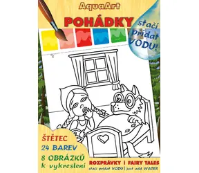 AKIM Vodné omaľovánky AquaArt Rozprávky / S vodovými farbami a štetcom / 8 obrázkov / 21x29,5 cm / od 3 rokov