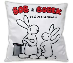 MORAVSKÁ ÚSTREDŇA Vankúš Bob a Bobek biely / 30 x 30 cm / 100% polyester
