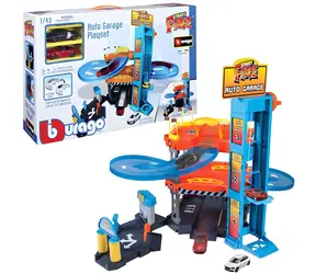 Bburago Garáž Street Fire Downhill / 3 poschodia / 2 kovové autíčka 1:43 / Mechanický výťah / od 3 rokov