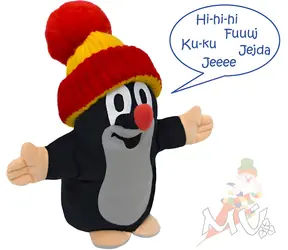 MORAVSKÁ ÚSTREDŇA Maňuška Krtko hovoriaci červený čiapka / 25 cm / od 12 mesiacov