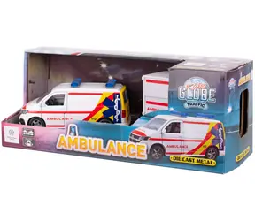 KIDS GLOBE Traffic VW Transporter ambulancia s prívesom / Auto s prívesom / 27,5 cm / Kov, plast / od 3 rokov