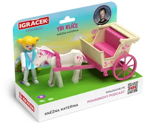 EFKO Igráček Kněžna Kateřina / Figúrka s kočiarom a koníkom / 7,5 cm / od 3 rokov