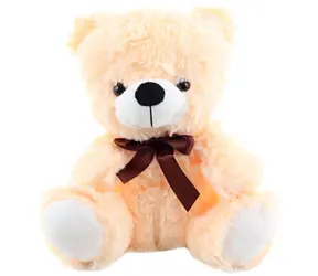 Orion Plyšový medveď svetlý 25 cm s mašľou / Plyšák / Plyš / od narodenia