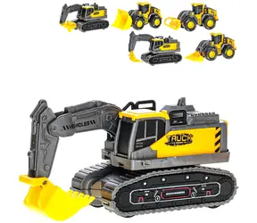 Stavebné auto na zotrvačník žlto-sivé / Autíčko na zotrvačník / Plast / 9 druhov / Od 3 rokov