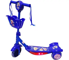Detská trojkolesová kolobežka modrá / Kolobežka / 3 kolesá / skladacia / LED svetlo na batérie