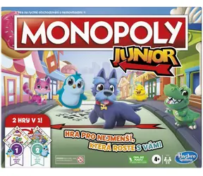 Hasbro Dosková hra Monopoly Junior 2v1 CZ / Dĺžka hry: 20-30 min / Počet hráčov: 2-6 / od 4 rokov