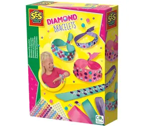 SES Creative Kreatívna súprava Výroba diamantových náramkov / Diamantové a perleťové samolepky / 180 +84 ks / od 3 rokov