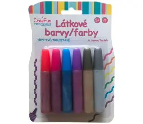 SPARKYS CreaFun Farby na textil s trblietkami / Výtvarná sada / 6x 42 ml / od 3 rokov