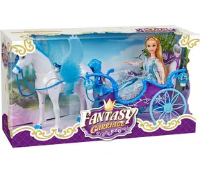 SPARKYS Magický kočiar s Pegasom a bábikou modrý / Svetlo a zvuk