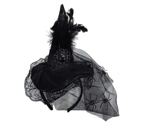 SPARKYS Čelenka Halloween klobúčik a pavúky / Doplnok ku kostýmu / Karneval / čierna