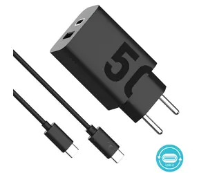 Motorola TurboPower 50W čierna / Nabíjačka do siete / USB-C / Power Delivery / Quick Charge 3.0 / kábel USB-C na USB-C