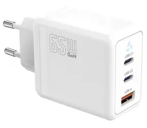 TB Touch 65W GaN biela / Napájací adaptér / 2x USB-C + USB-A / 65 W / GaN