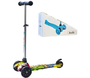 SPARKYS Trojkolesová kolobežka GRAFFITI svietiaca / LED zadné koliesko / nášľapná brzda / do 40 kg