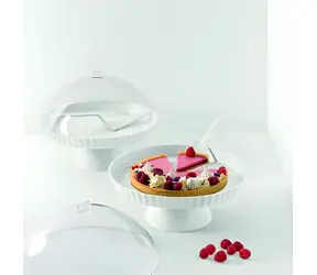 BlimPlus Alzata Agora ARCTIC white / Tortový podnos s poklopom / O 30 cm / bez BPA