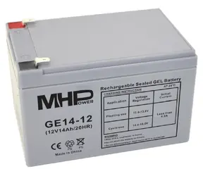 Carspa MHPower GE14-12 / Gélový akumulátor / VRLA GÉL / 12V/14Ah / Faston F2 6,3mm / Deep Cycle